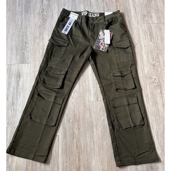 VIP Jeans Cargo Women's Utility Pants Wide Leg Sculpting Stretch 9Pockets 11/12 - Picture 1 of 13